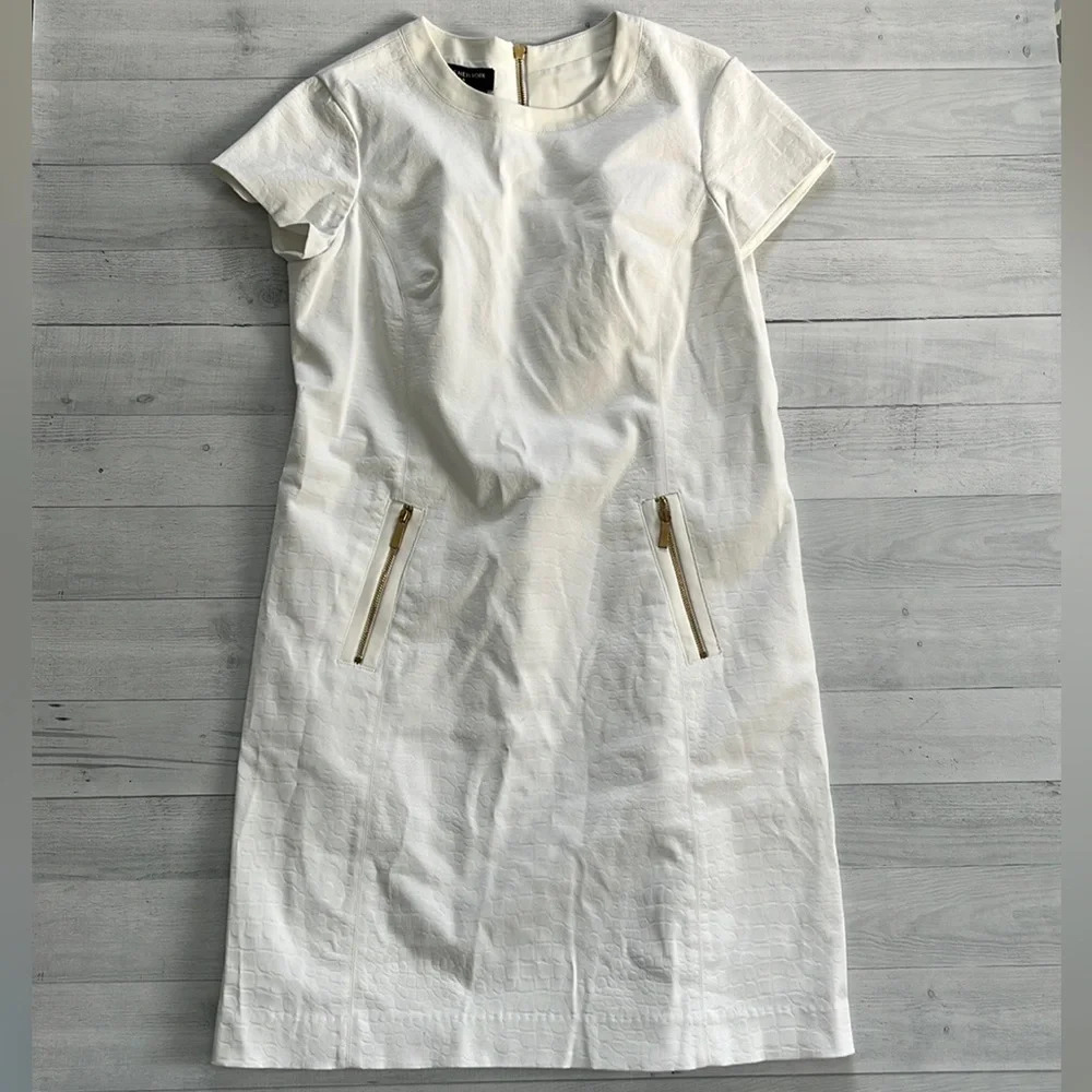 Jones New York White Stretch Crocodile Print Dress 4 - Picture 3 of 8